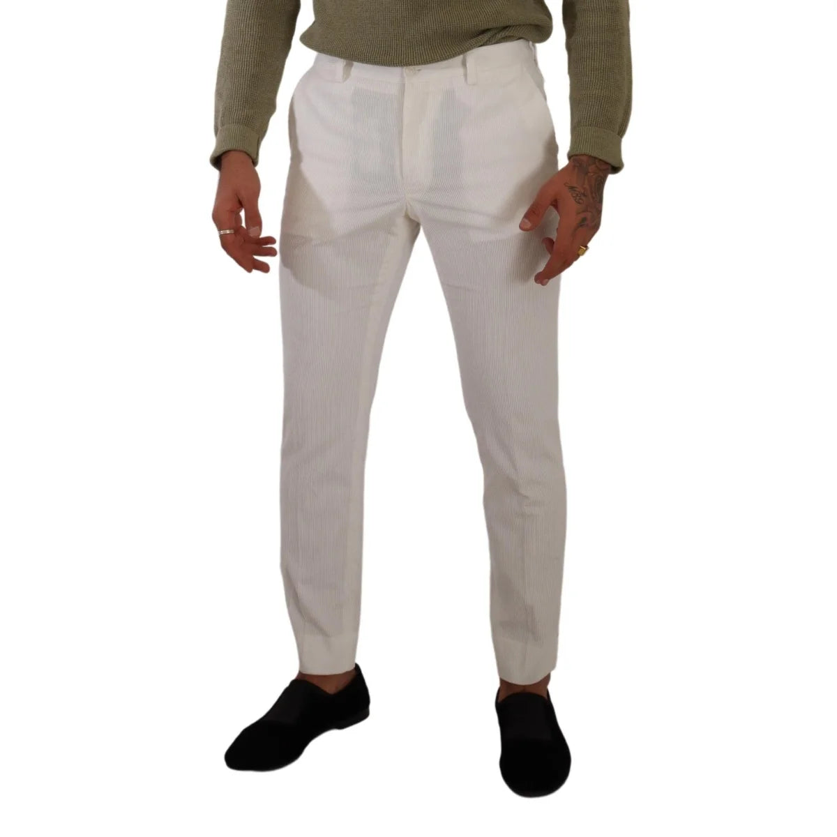 Sleek Dolce Gabbana Skinny Pants with Signature Logo Details &