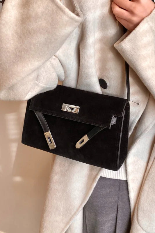 Sleek Small PU Leather Suede Shoulder Bag Bags bags Trendsi