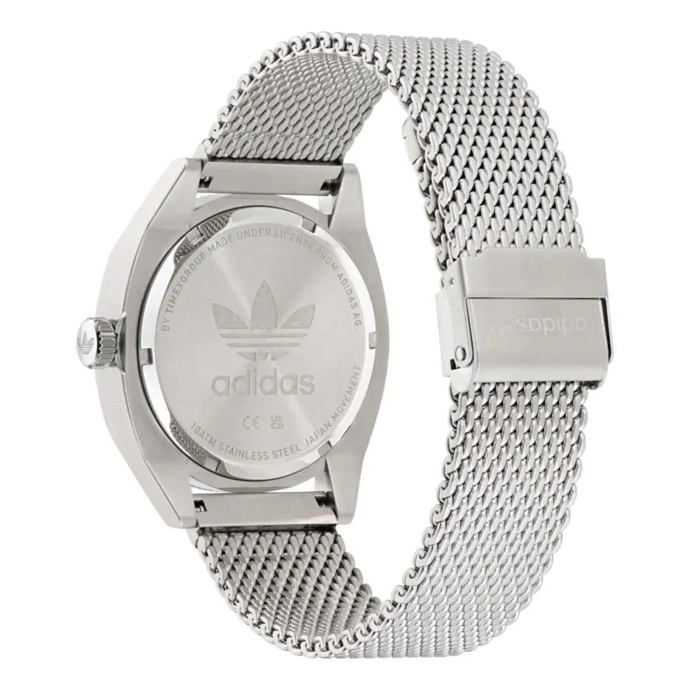 Stainless Steel Grey Quartz Watch 42MM Black Dial Water Resistant Adidas