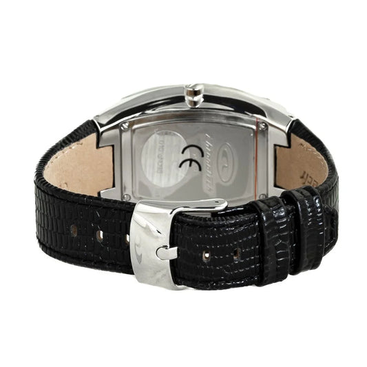 Steel and Leather Black Analog Watch for Stylish Clothing Lovers Chronotech