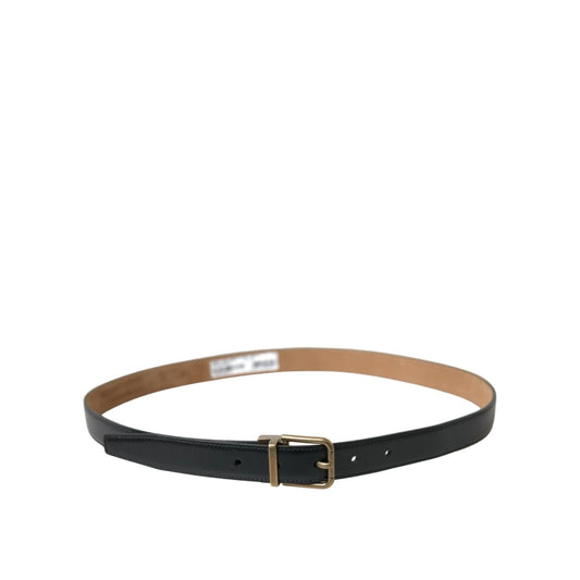 Striking Dolce Gabbana Calf Leather Dress Belt Luxury Metal Buckle &