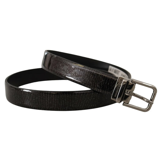 Stunning Dolce Gabbana Black Leather Belt with Silver Buckle &