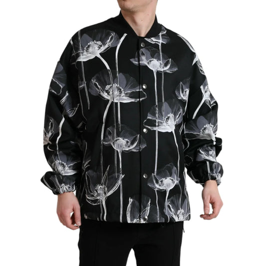 Stunning Dolce Gabbana Floral Print Bomber Jacket in Virgin Wool &