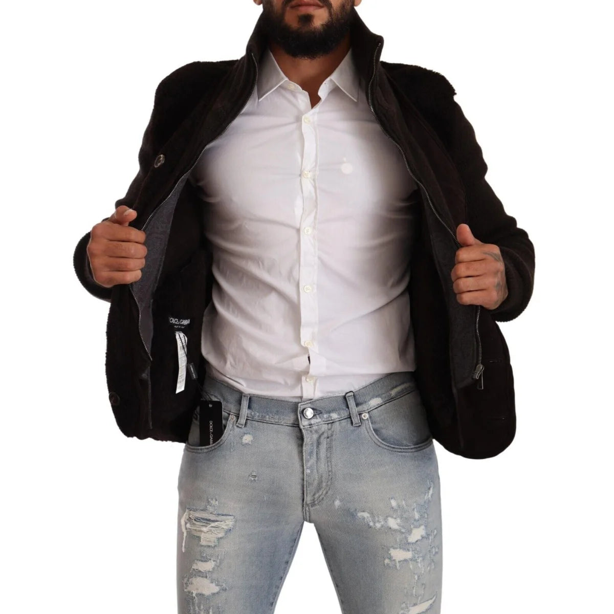 Stunning Dolce & Gabbana Leather Bomber Italian Luxury Jacket