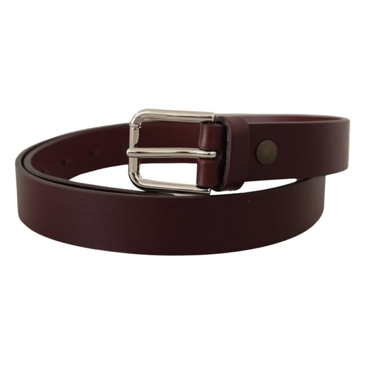 Stunning Dolce Gabbana Maroon Leather Belt Bold Metal Buckle &