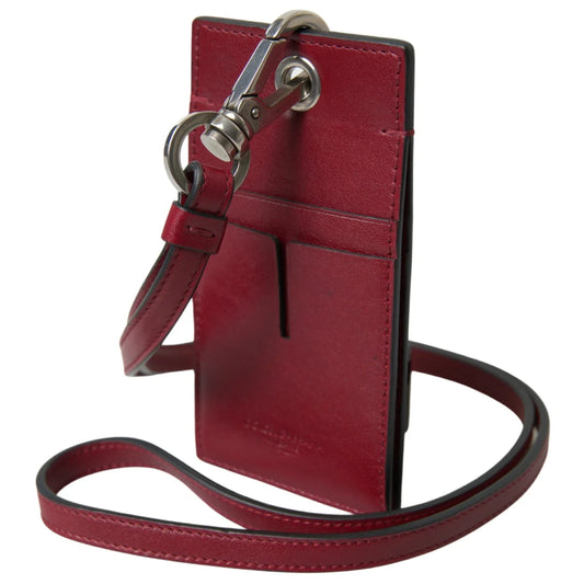 Stunning Dolce Gabbana Red Leather Cardholder With Lanyard &