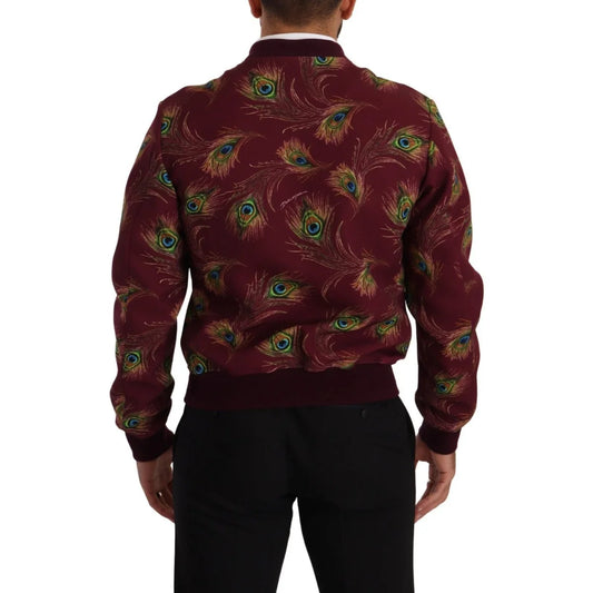 Stunning Dolce Gabbana Red Peacock Print Bomber Jacket &