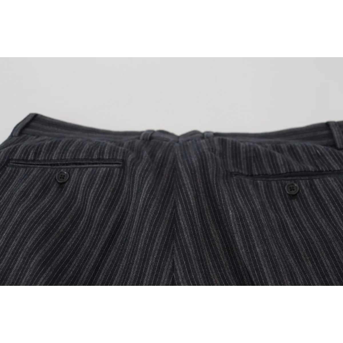 Stunning Dolce & Gabbana Virgin Wool Chino Dress Pants Dark Gray Stripes