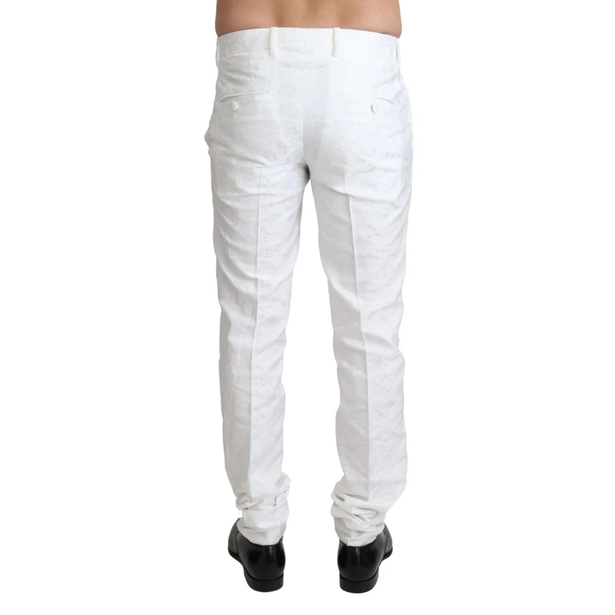 Stunning Dolce & Gabbana White Brocade Dress Pants