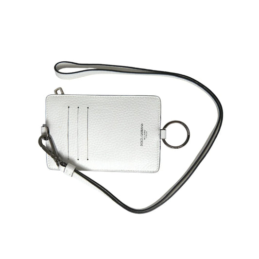 Stunning Dolce Gabbana White Leather Lanyard Card Holder Wallet &