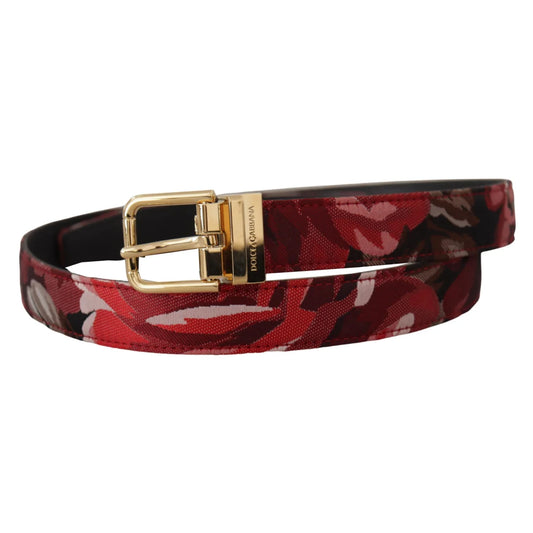 Stunning Gabbana Red Dress Belt Multicolor Leather Gold Tone Buckle Dolce &