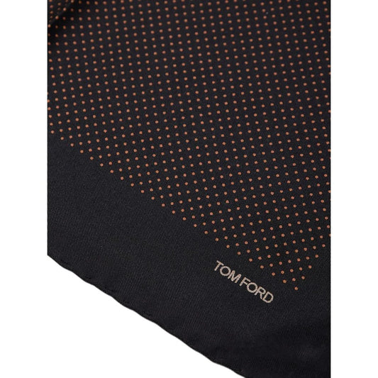 Tom Ford Black Silk Polka Dot Pocket Square Red Accents