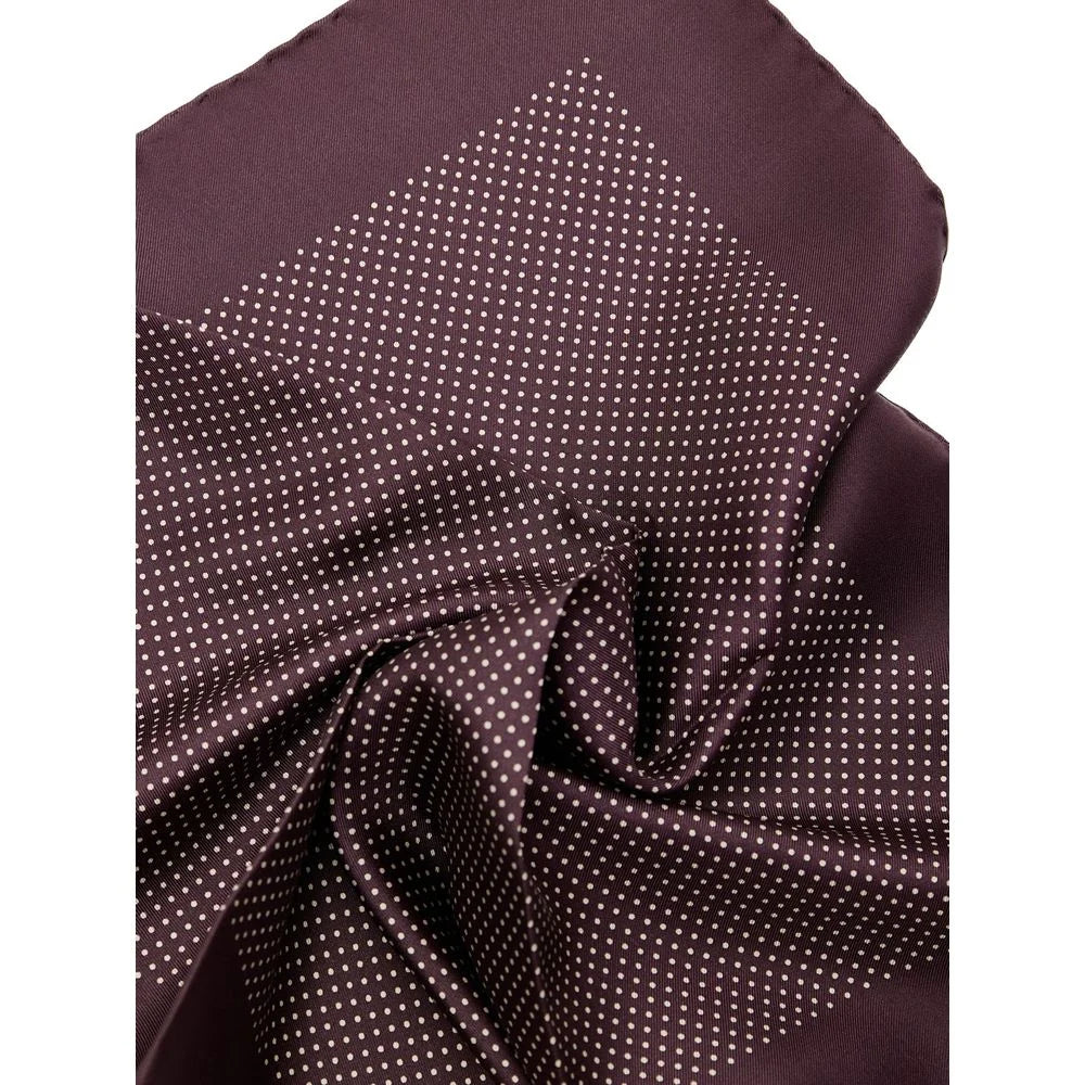 Tom Ford Burgundy Silk Pocket Square with Polka Dots