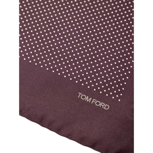 Tom Ford Burgundy Silk Pocket Square with Polka Dots