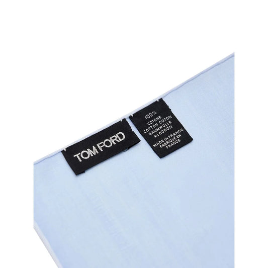 Tom Ford Light Blue Cotton Pocket Square with White Trim