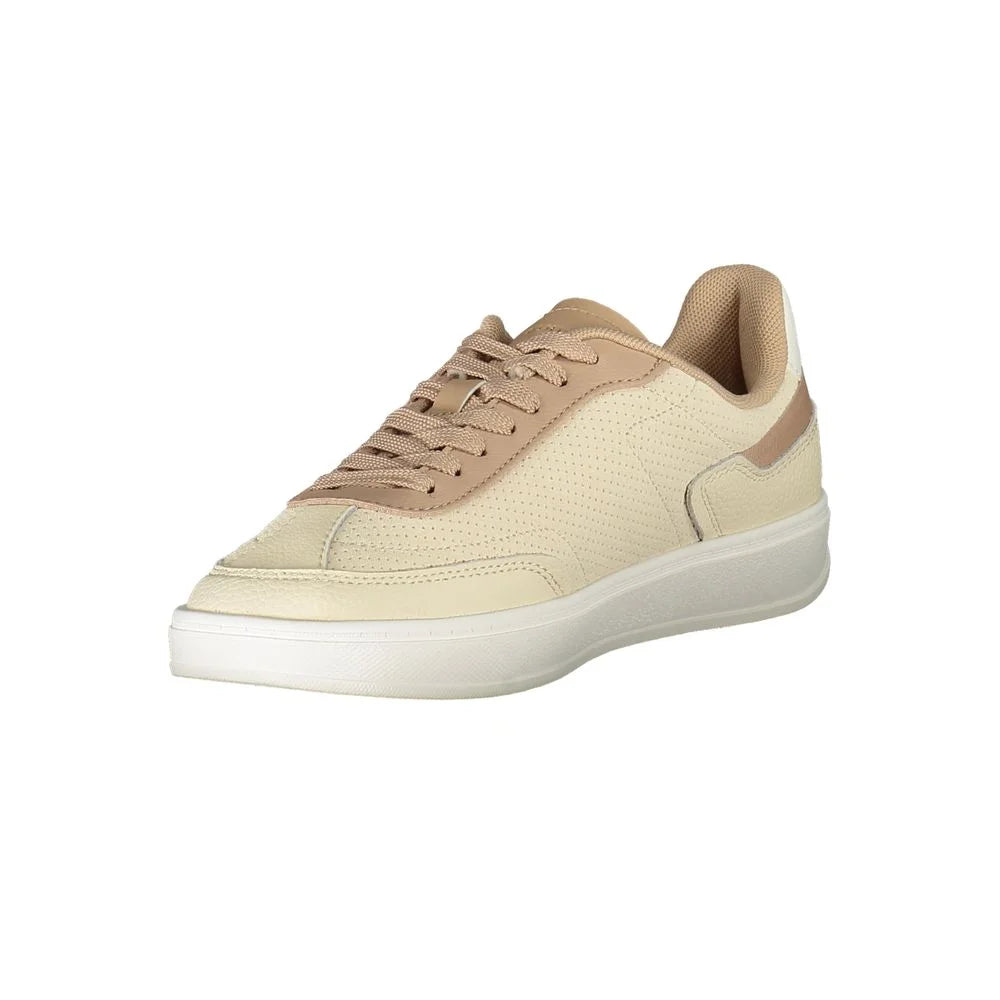 Tommy Hilfiger Beige Leather Sneakers for Effortless Street Style