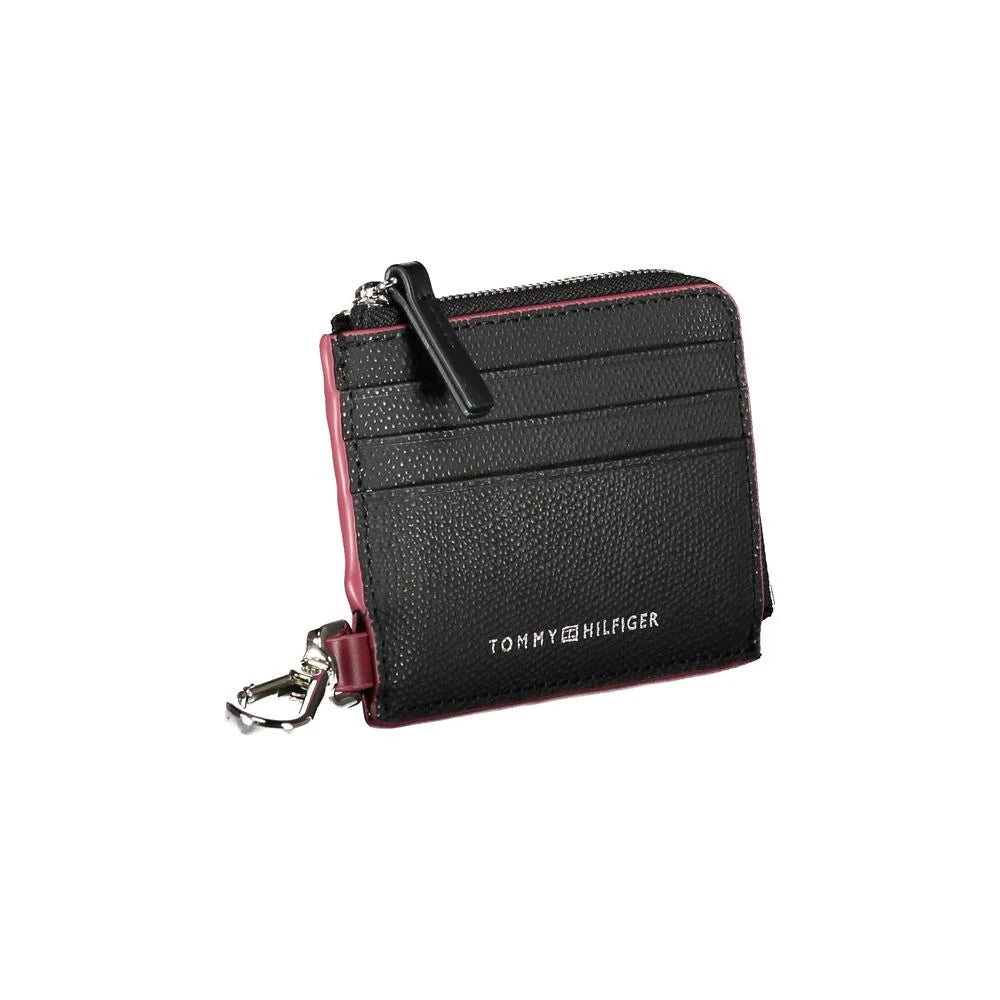 Tommy Hilfiger Card Holder with Snap Hook and Secure Zip Closure