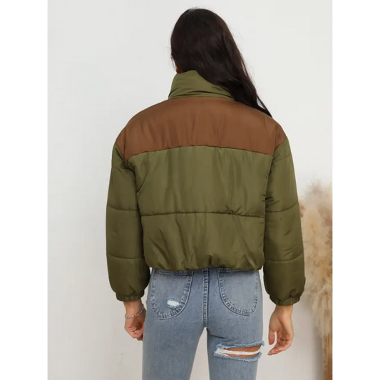 Chic Two Colors Zip Up Puffer Jacket Delivers Winter Warmth Clothing Jackets Trendsi
