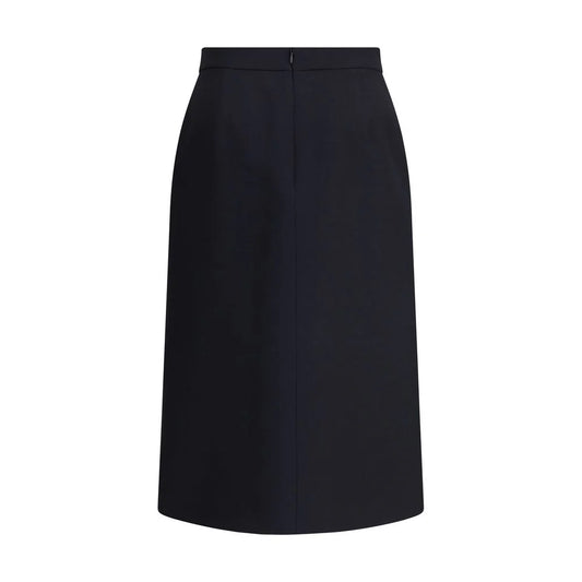Valentino Black Fleece Wool Midi Skirt