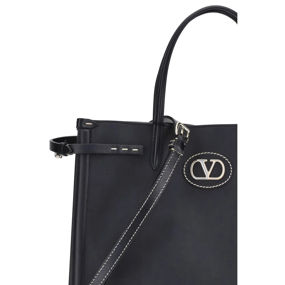Valentino Garavani Black Calf Leather Bos Taurus Shoulder Bag