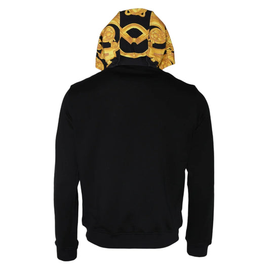 Versace Black Medusa Print Cotton Zip Hoodie Sweater