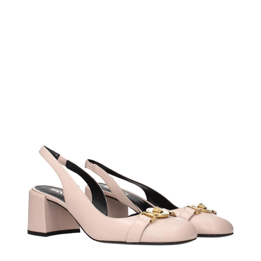 Versace Pink Leather Mid Heel Pumps