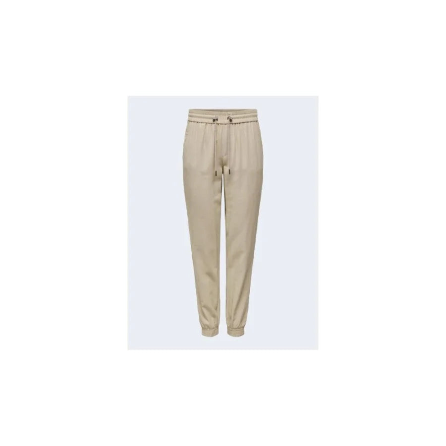 Only Beige Viscose Casual Pants