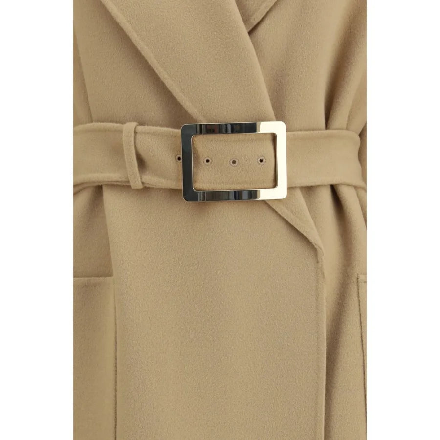 Max Mara Beige Fleece Wool Coat