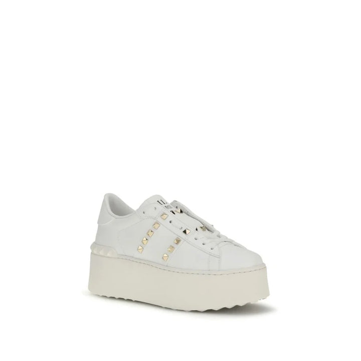 Valentino Garavani White Calf Leather Bos Taurus Platform Sneakers