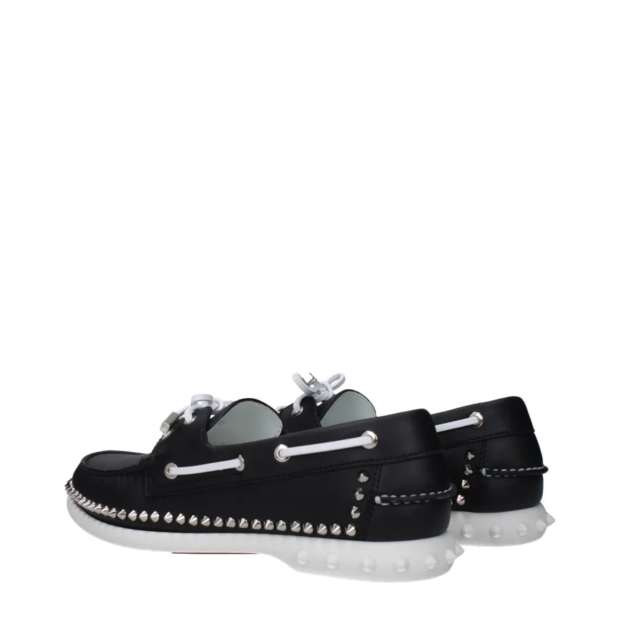 Christian Louboutin Black Leather Slip-On Loafers