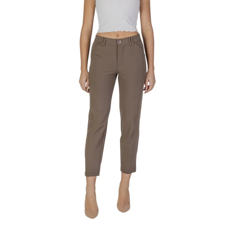 Street One Brown Polyester Casual Pants