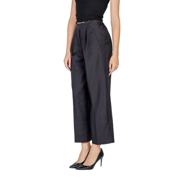ICHI Black Polyester Casual Pants