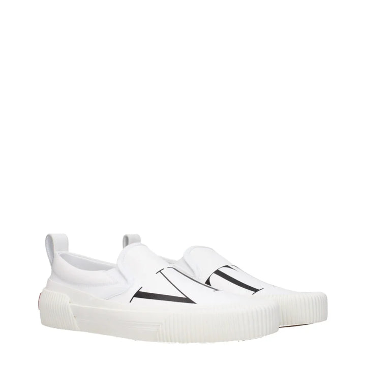Valentino Garavani White Fabric Slip-On Loafers