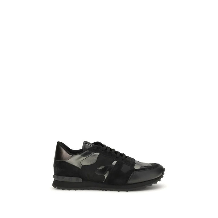 Valentino Garavani Black Calf Leather Bos Taurus Athletic Sneakers