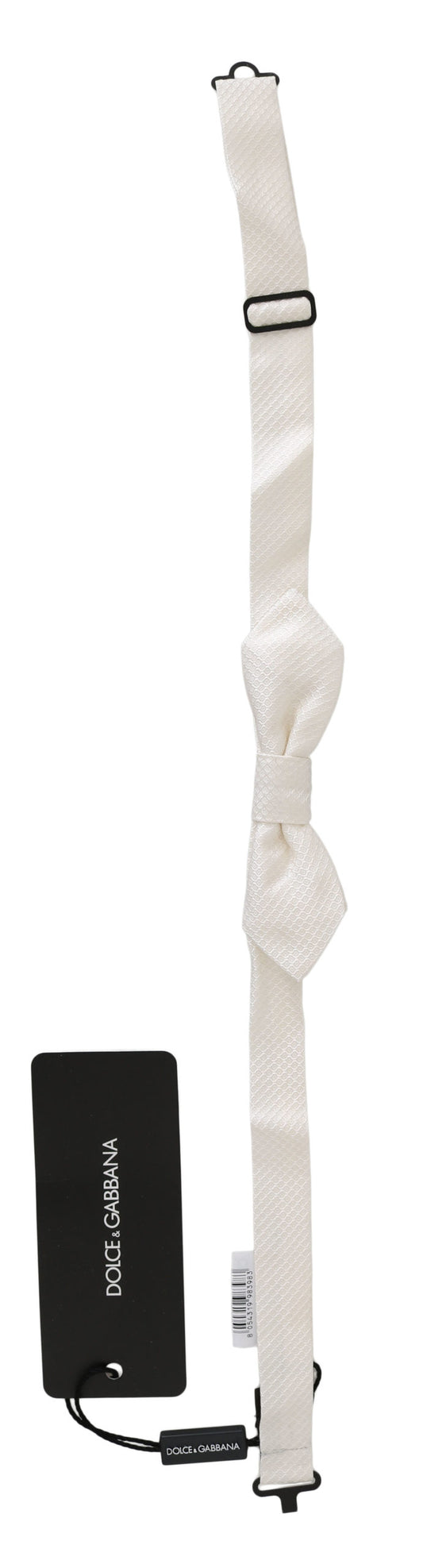 Dolce & Gabbana White 100% Silk Slim Adjustable Neck Papillon Men Tie