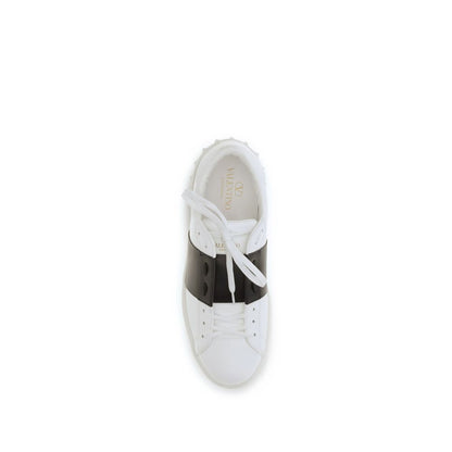Valentino Garavani Black Calf Leather Bos Taurus Low Top Sneakers