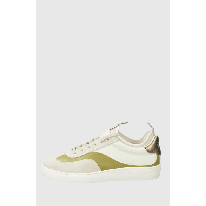 Scotch &amp; Soda Beige Leather Low Top Sneakers