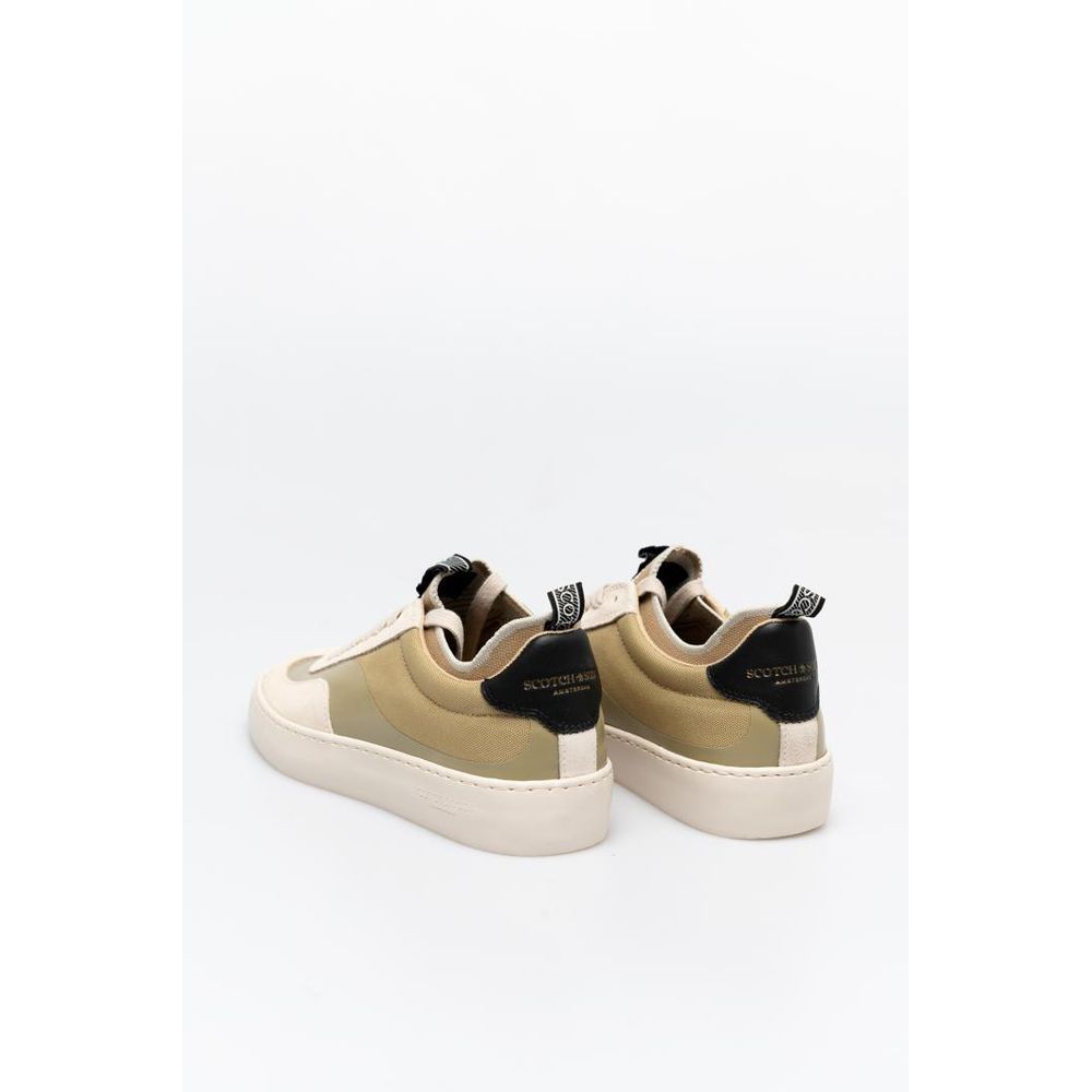 Scotch &amp; Soda Beige Leather Low Top Sneakers