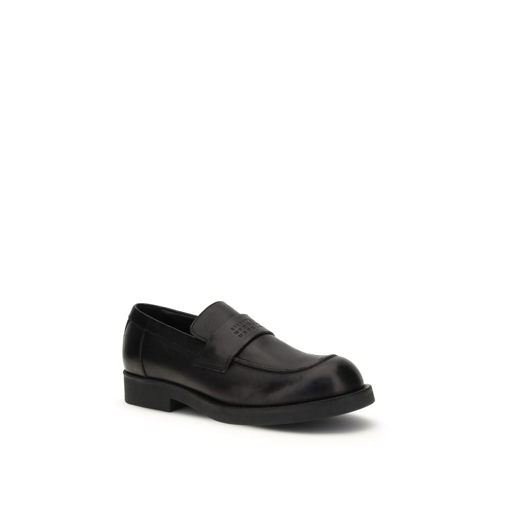 MM6 Black Calf Leather Bos Taurus Slip-On Loafers
