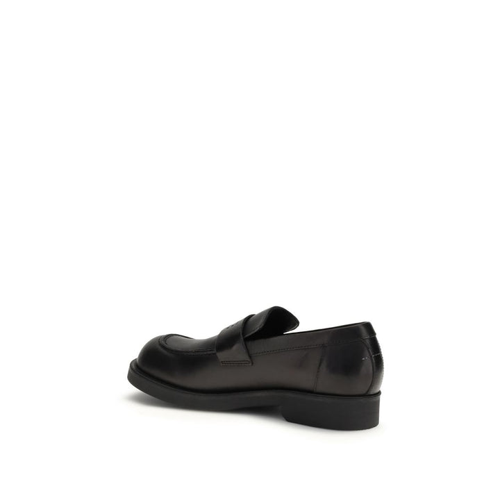 MM6 Black Calf Leather Bos Taurus Slip-On Loafers