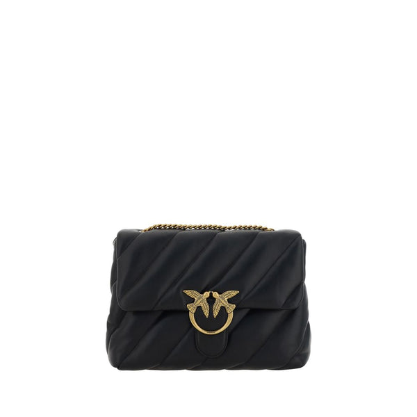 PINKO - Black Calf Leather Bos Taurus Shoulder Bag