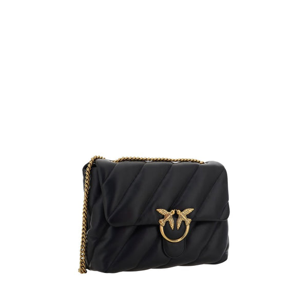 PINKO - Black Calf Leather Bos Taurus Shoulder Bag