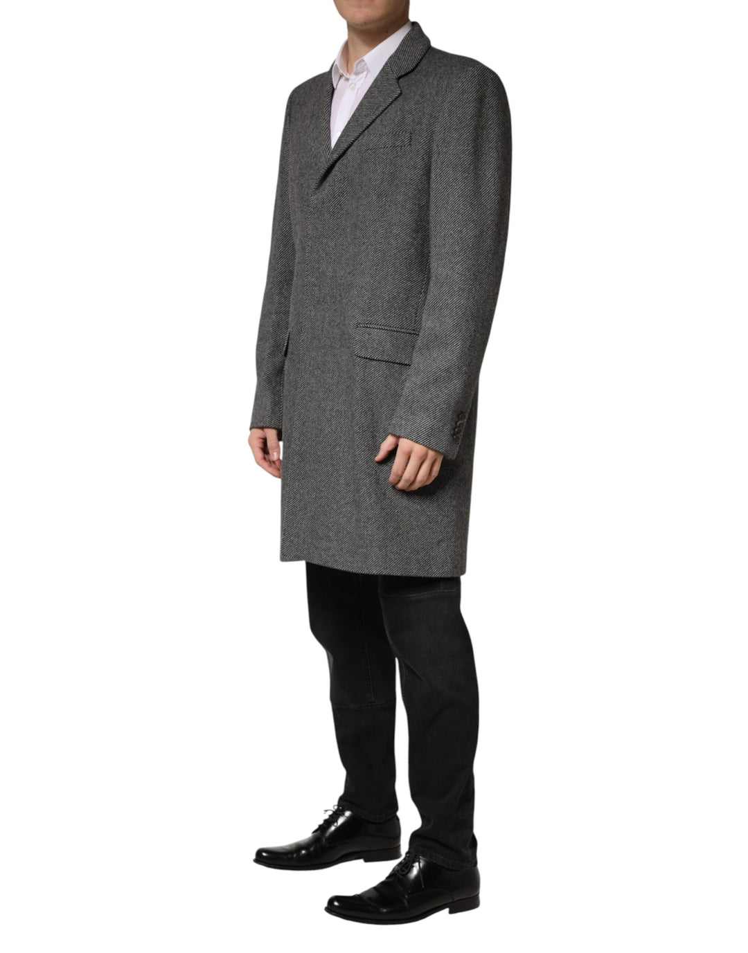 Dolce &amp; Gabbana Gray Single Breasted Men Trench Coat Jacket