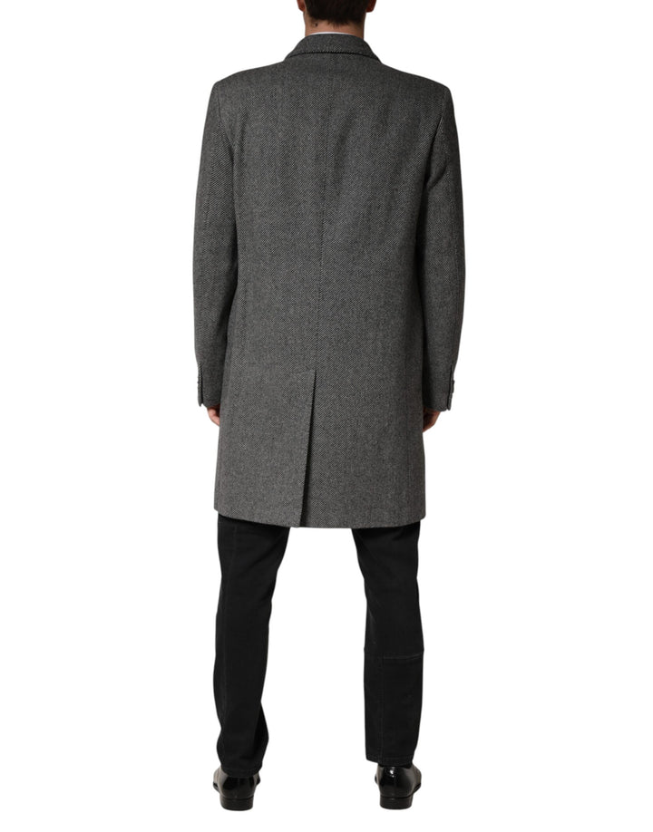 Dolce &amp; Gabbana Gray Single Breasted Men Trench Coat Jacket