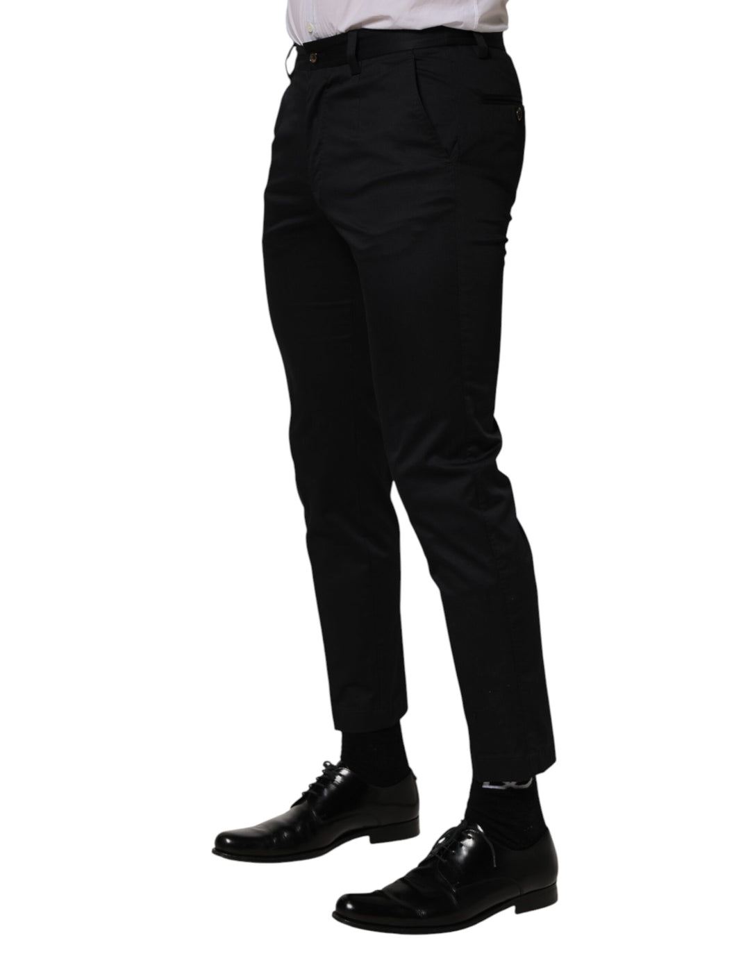 Dolce &amp; Gabbana Dark Blue Cotton Skinny Dress Trouser Pants