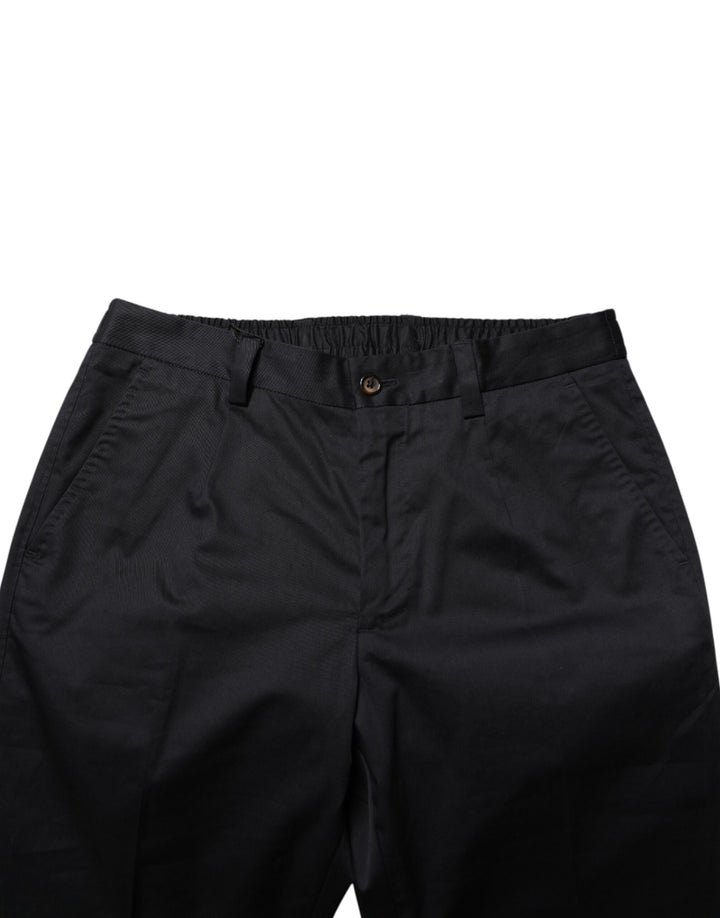 Dolce &amp; Gabbana Dark Blue Cotton Skinny Dress Trouser Pants