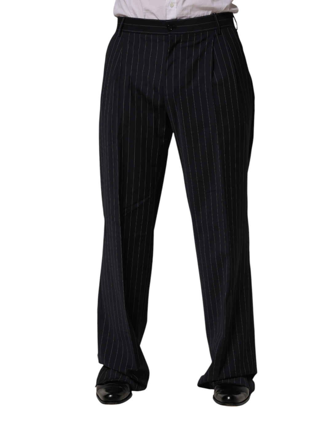 Dolce &amp; Gabbana Black Stripe Straight Men Dress Trouser Pants
