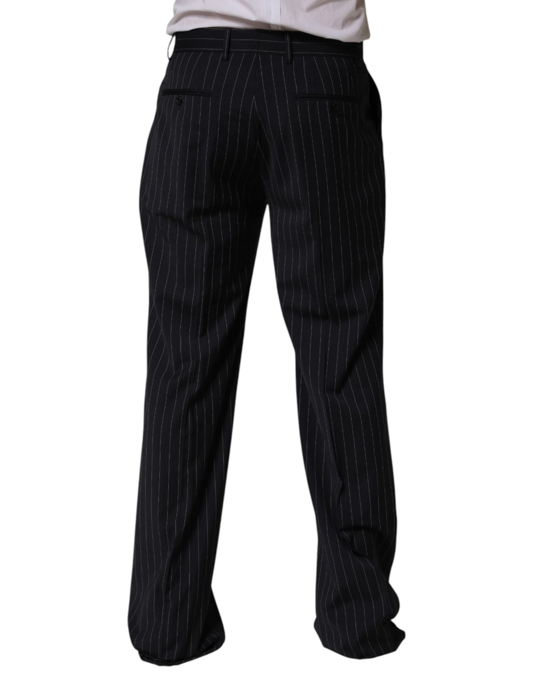 Dolce &amp; Gabbana Black Stripe Straight Men Dress Trouser Pants