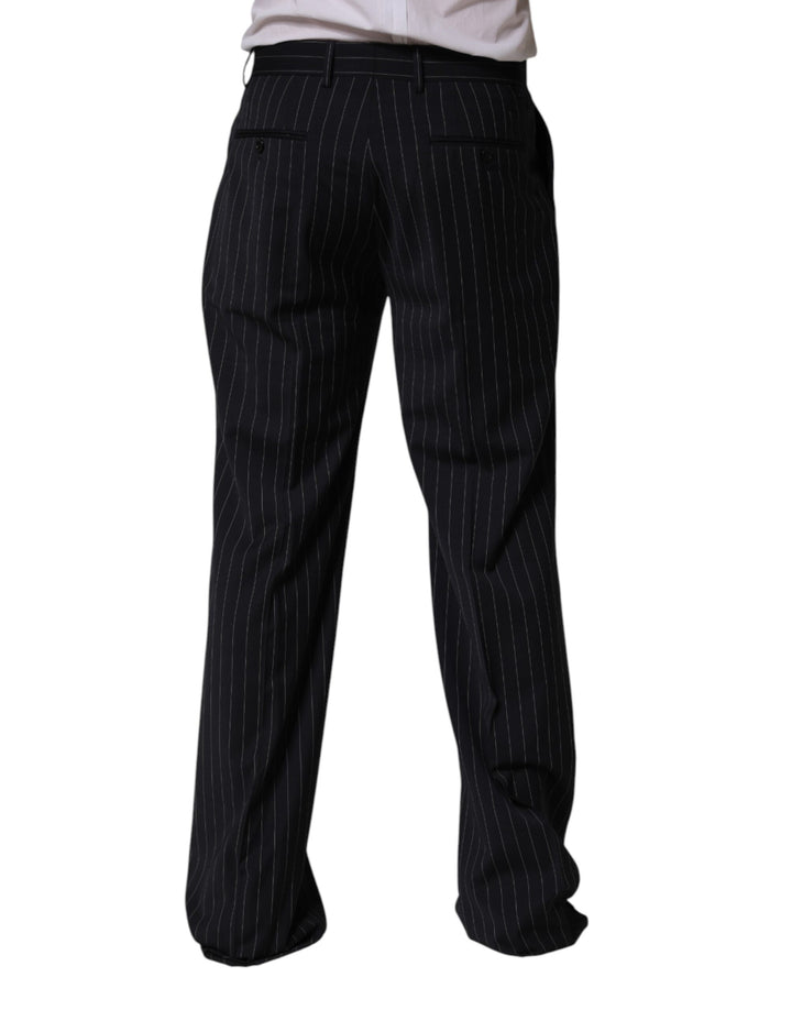 Dolce &amp; Gabbana Black Stripe Straight Men Dress Trouser Pants