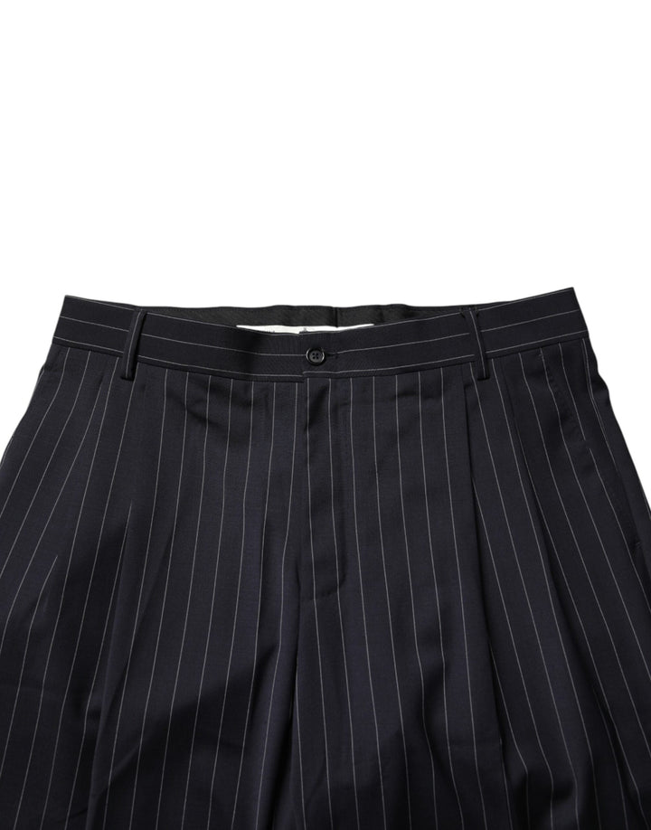 Dolce &amp; Gabbana Black Stripe Straight Men Dress Trouser Pants